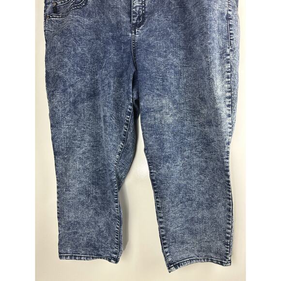 Torrid Cropped Skinny Jeans Acid Wash Mid Rise Stretch Blue Women's Plus Size 26 - Picture 4 of 11